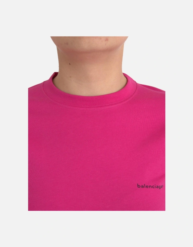 Authentic Cotton Crew Neck T-Shirt with Logo Detail Women - Pink