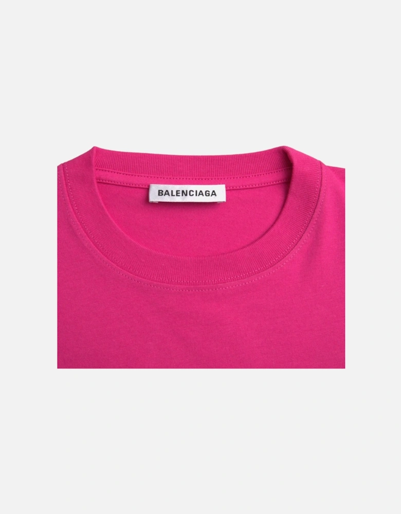 Authentic Cotton Crew Neck T-Shirt with Logo Detail Women - Pink