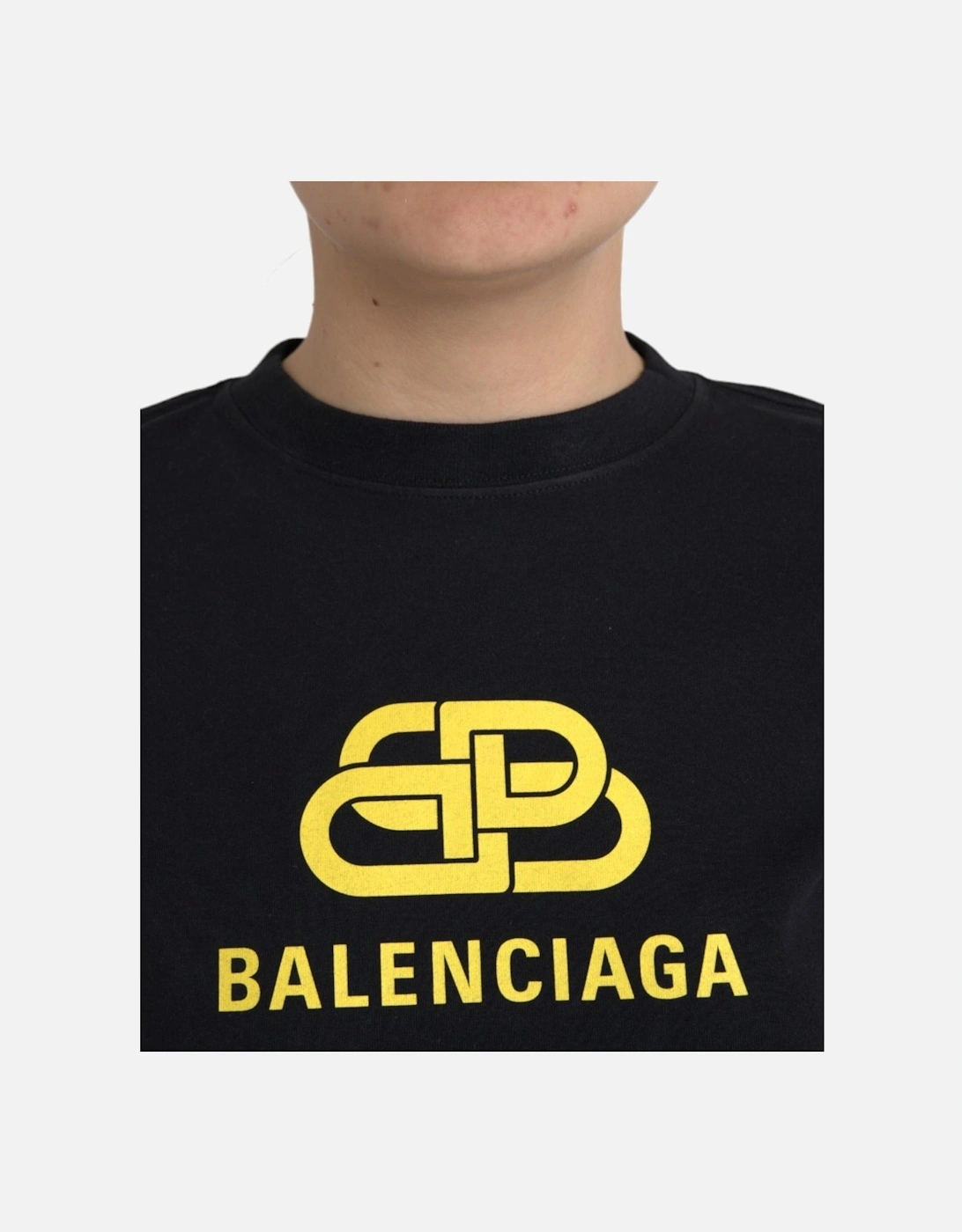 Cotton Crew Neck T-Shirt with Logo Print Women - Black