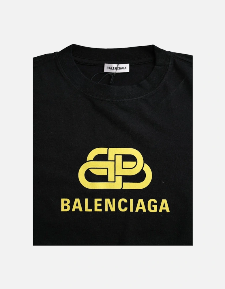 Cotton Crew Neck T-Shirt with Logo Print Women - Black