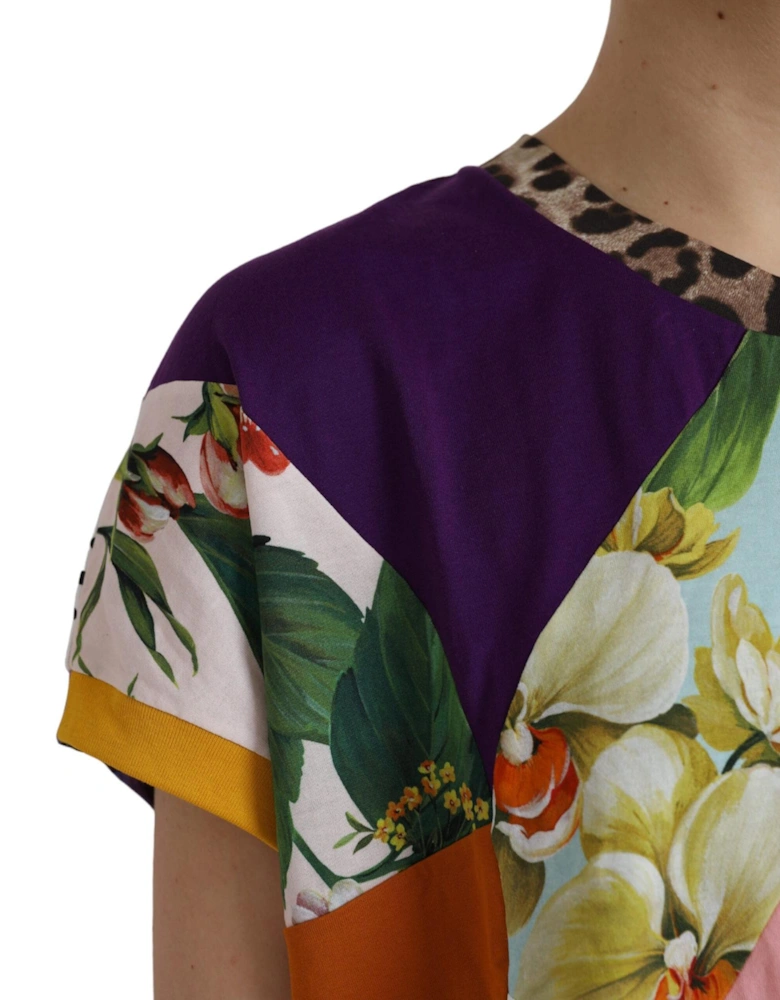 Patchwork Cotton Blend Short Sleeve Top Women - Multicolor T-Shirts