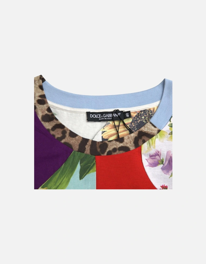 Patchwork Cotton Blend Short Sleeve Top Women - Multicolor T-Shirts