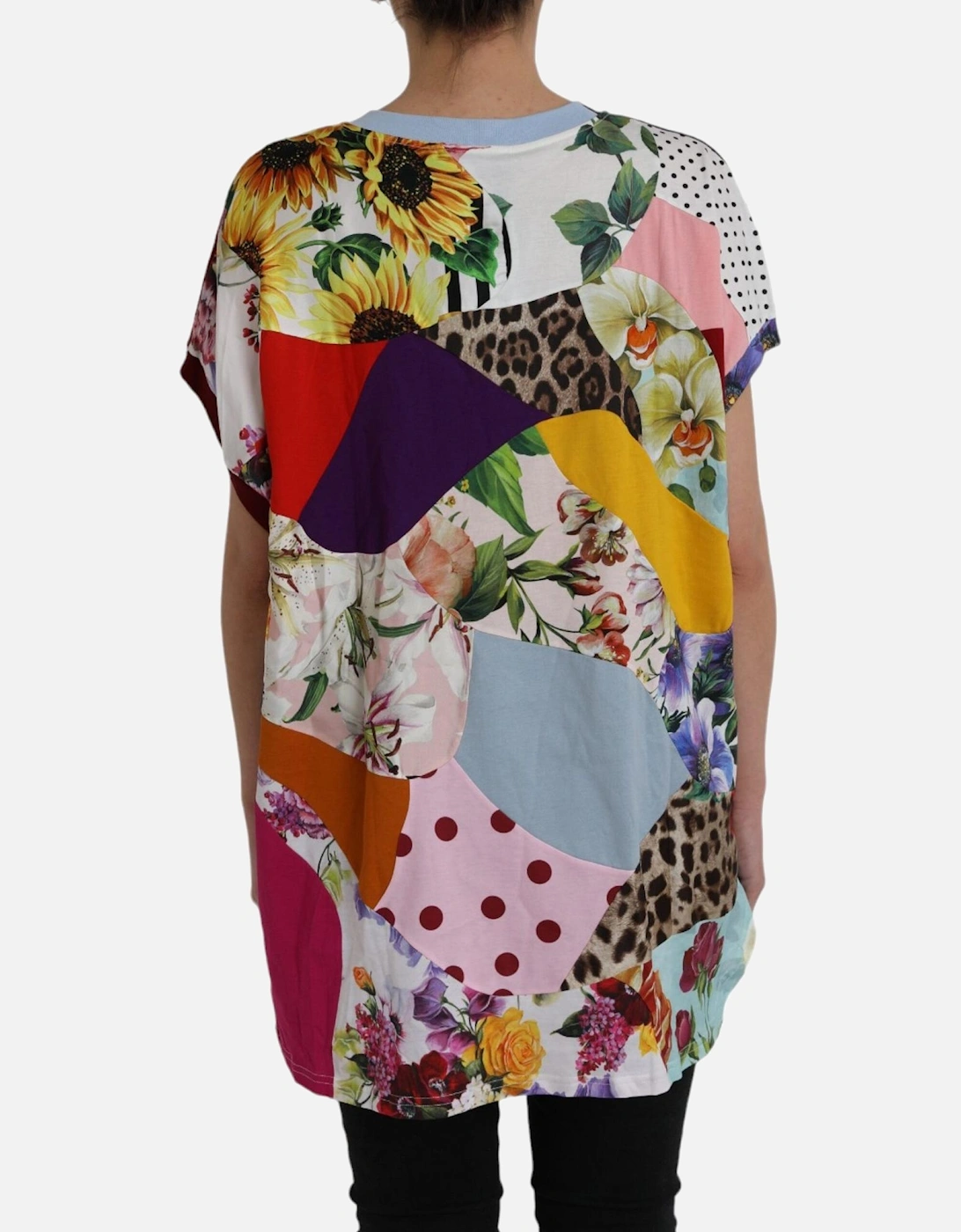Patchwork Cotton Blend Short Sleeve Top Women - Multicolor T-Shirts