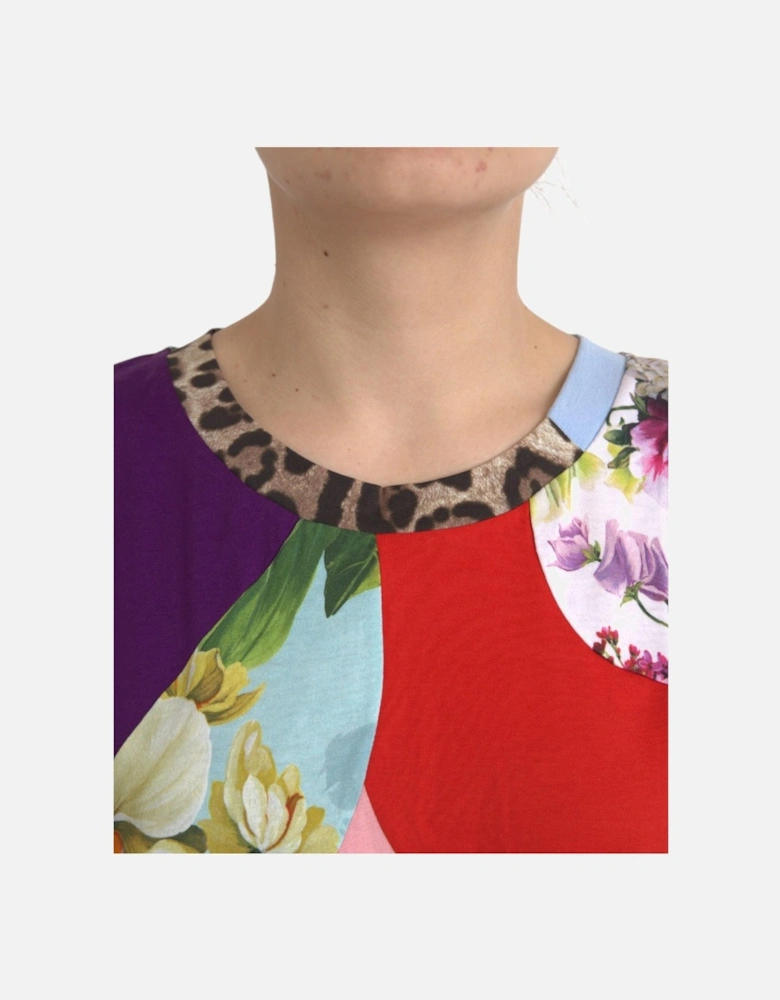 Patchwork Cotton Blend Short Sleeve Top Women - Multicolor T-Shirts