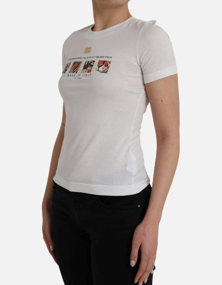 Graphic Print Crew Neck T-Shirt Women - White