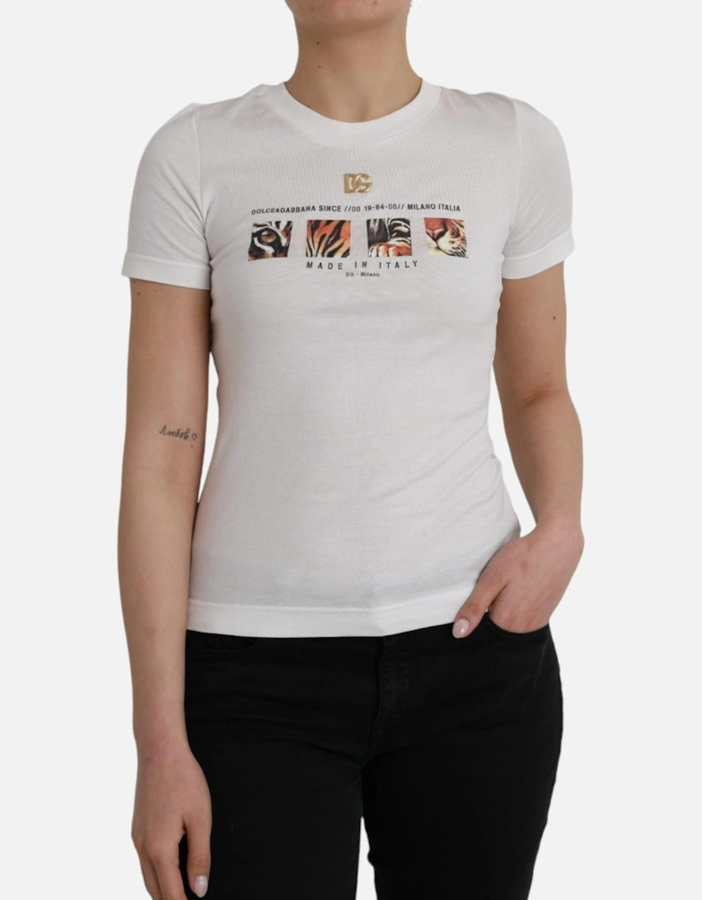 Graphic Print Crew Neck T-Shirt Women - White