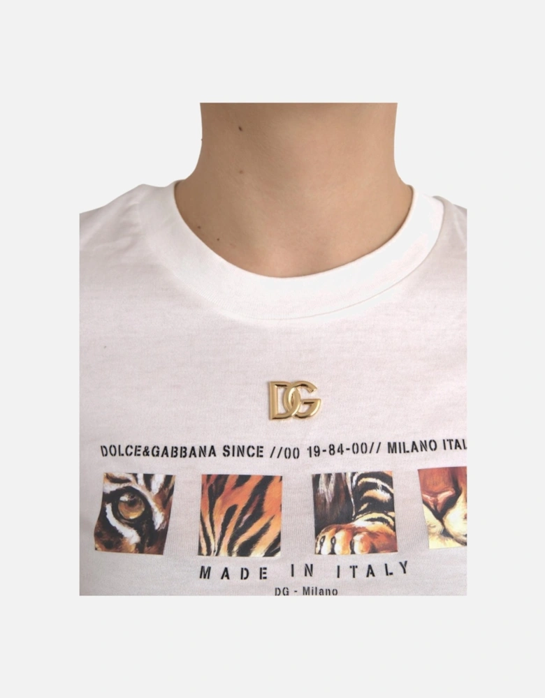 Graphic Print Crew Neck T-Shirt Women - White