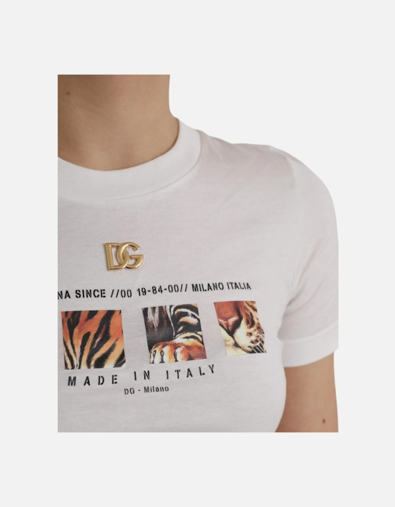 Graphic Print Crew Neck T-Shirt Women - White