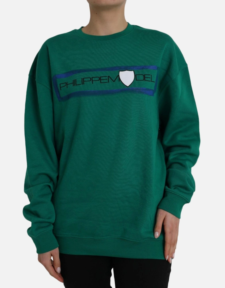 Green Printed Long Sleeve Sweater Women
