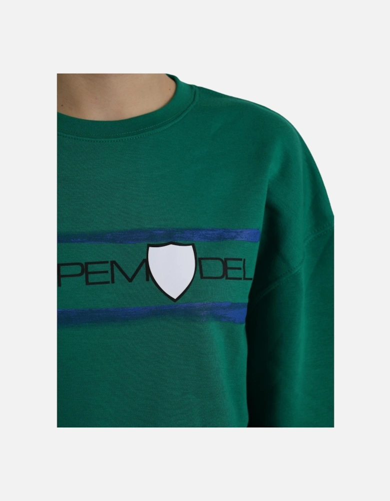 Green Printed Long Sleeve Sweater Women
