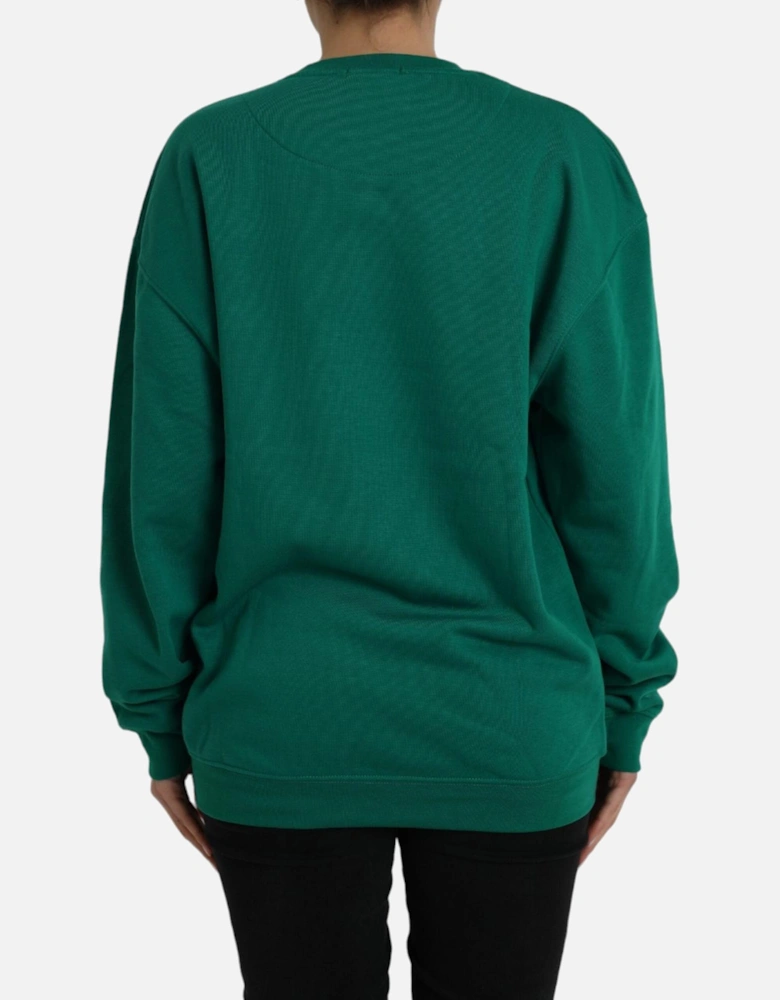 Green Printed Long Sleeve Sweater Women