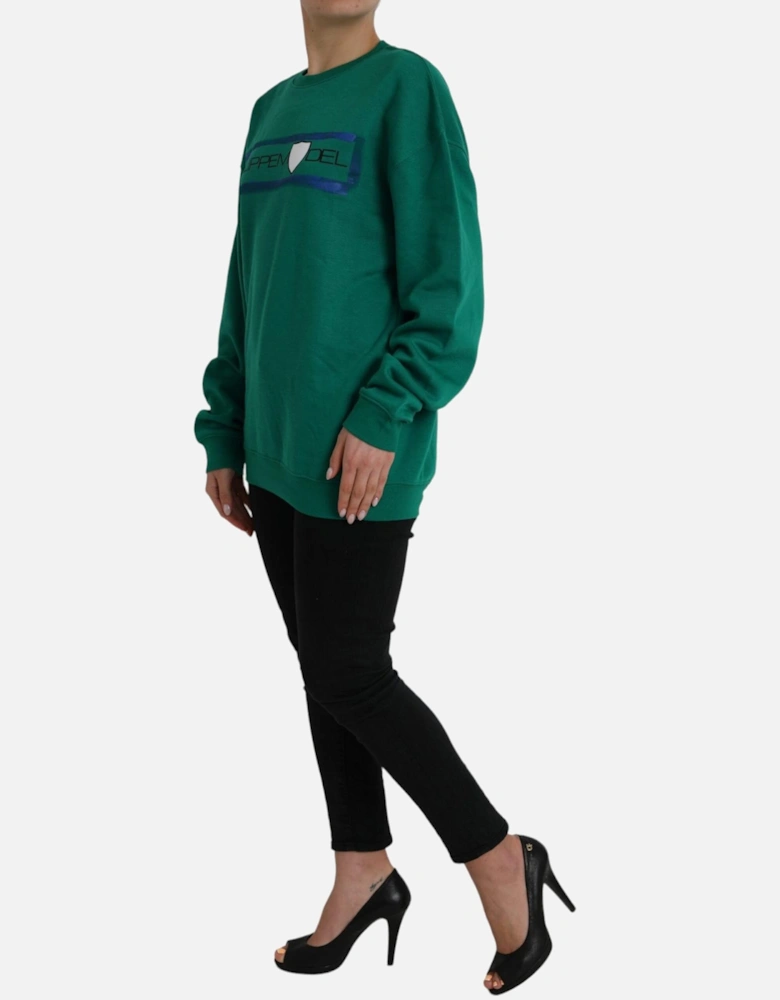 Green Printed Long Sleeve Sweater Women