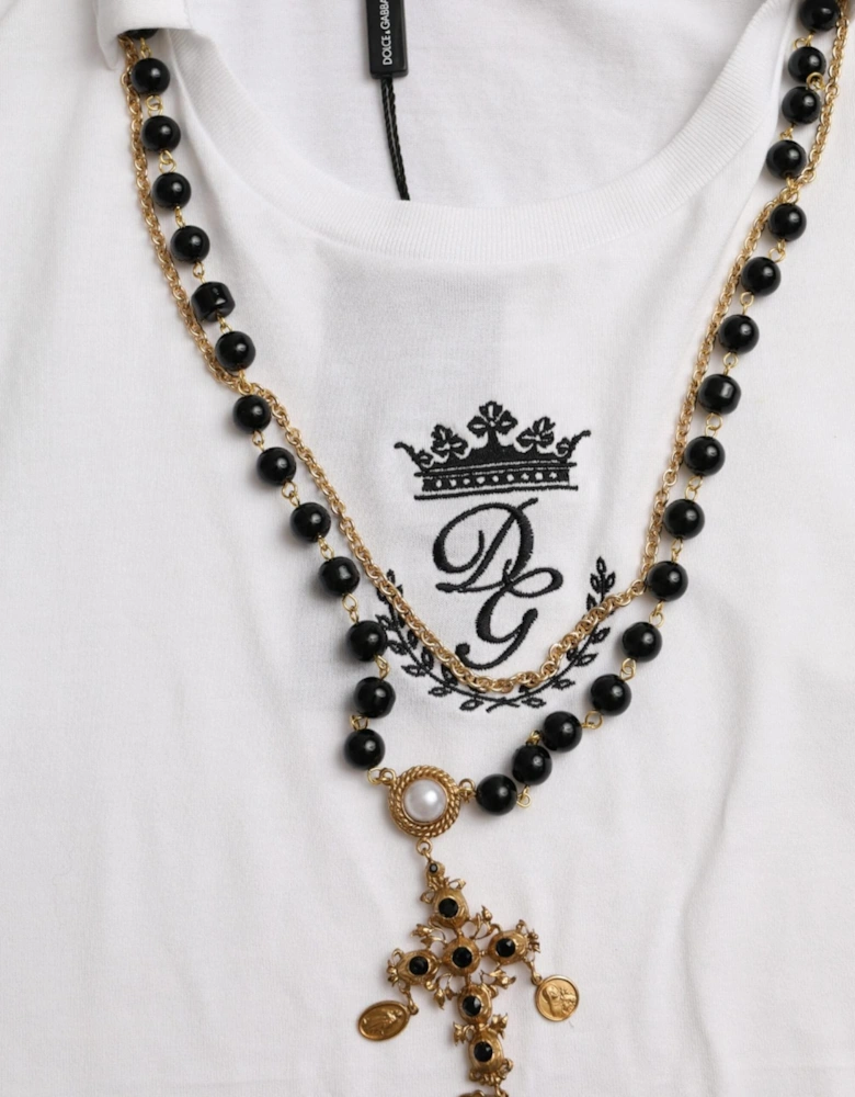 Short Sleeve T-Shirt with Necklace Detail by Italian Designer Women -