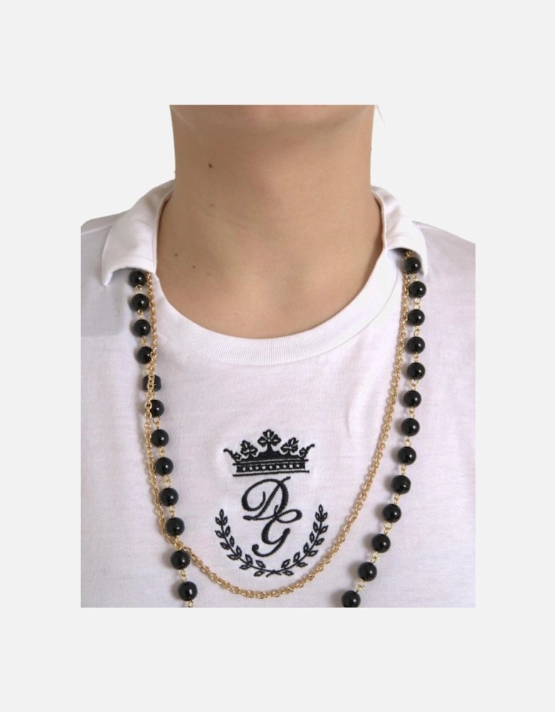 Short Sleeve T-Shirt with Necklace Detail by Italian Designer Women -