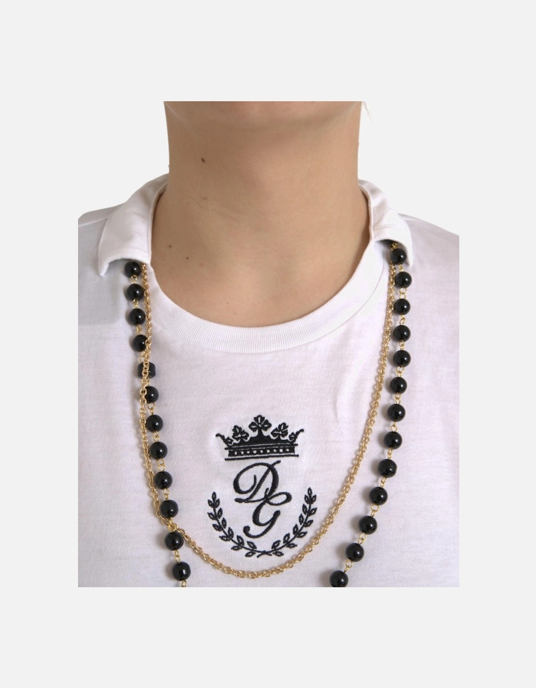 Short Sleeve T-Shirt with Necklace Detail by Italian Designer Women -