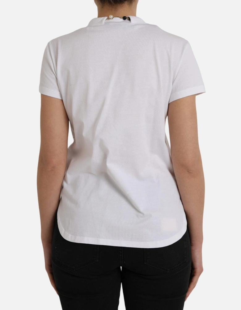Short Sleeve T-Shirt with Necklace Detail by Italian Designer Women -