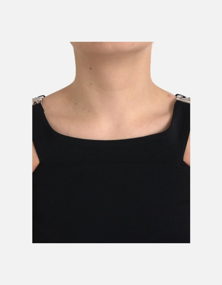 Sleeveless Cropped Tank Top with Logo Details Women - Black T-Shirts