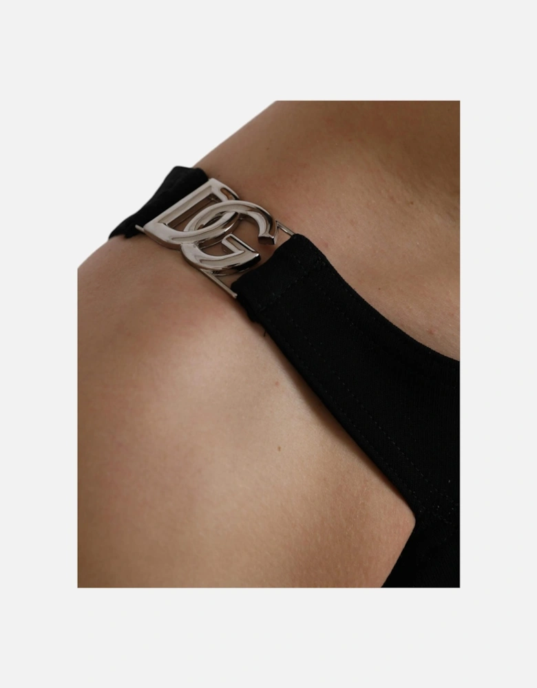 Sleeveless Cropped Tank Top with Logo Details Women - Black T-Shirts
