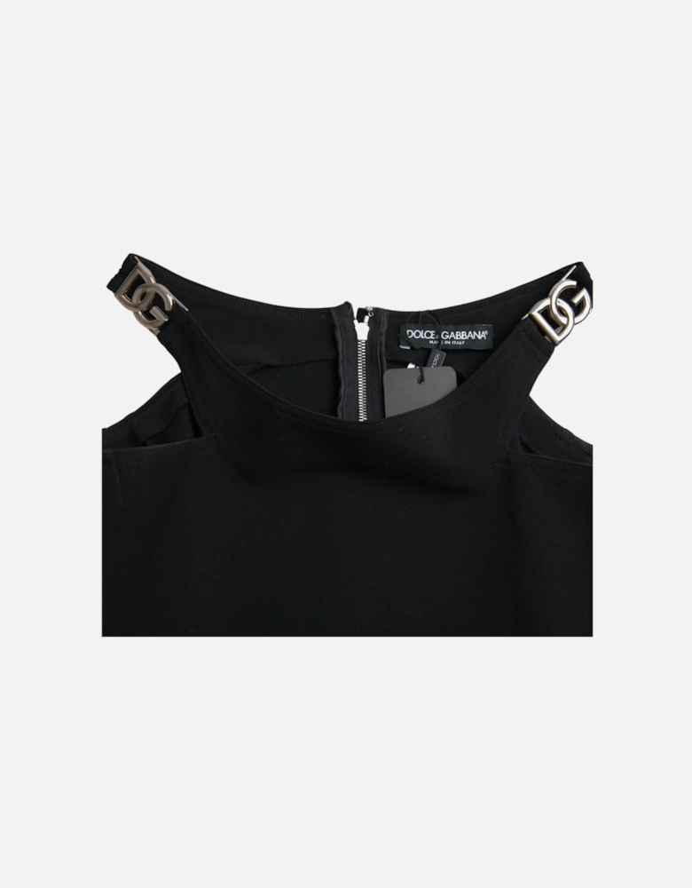 Sleeveless Cropped Tank Top with Logo Details Women - Black T-Shirts