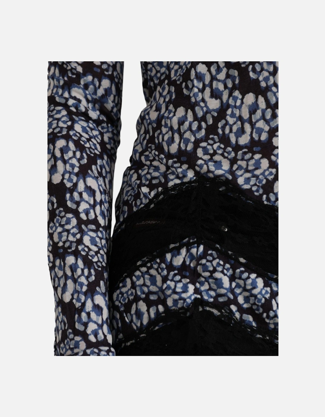 Floral and Lace Long Sleeved Top Women - Blue T-Shirts