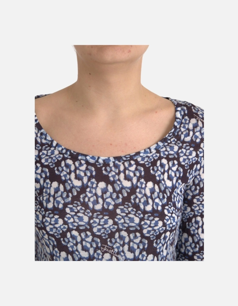 Floral and Lace Long Sleeved Top Women - Blue T-Shirts