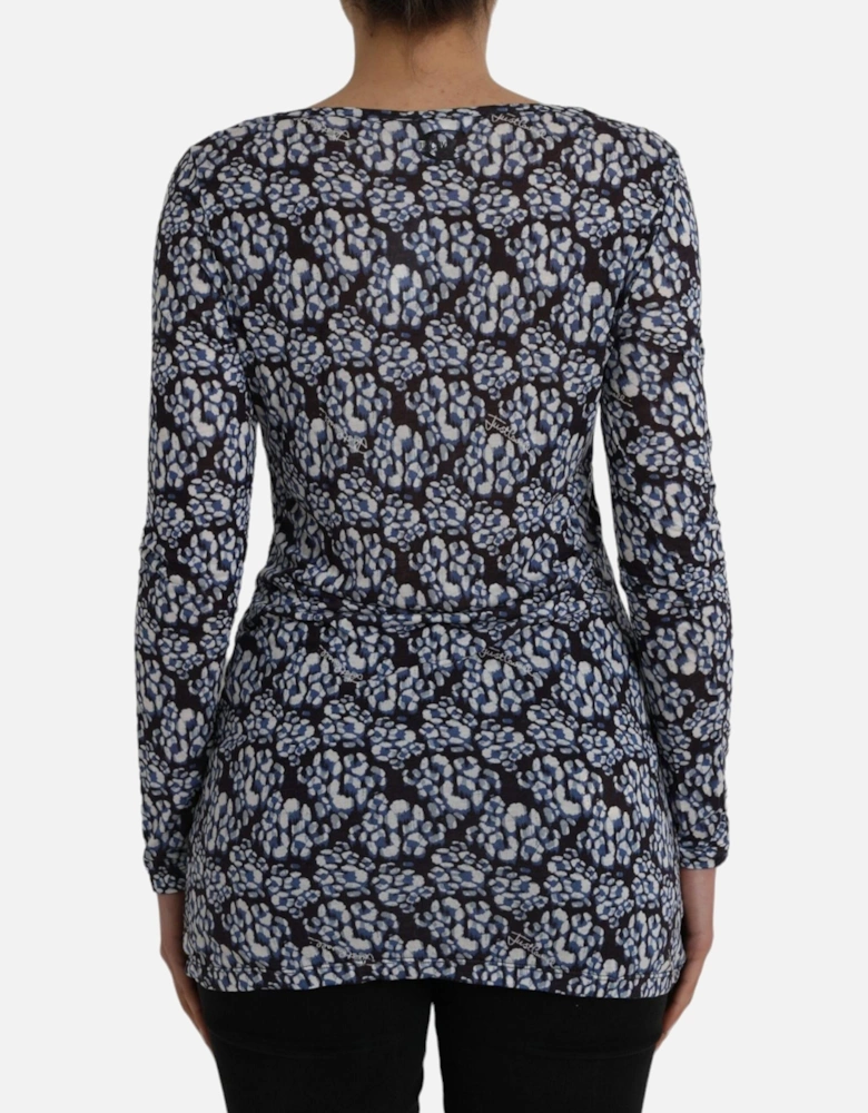 Floral and Lace Long Sleeved Top Women - Blue T-Shirts