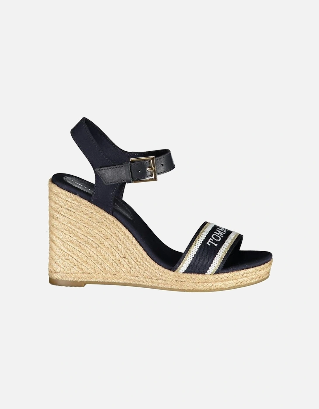 Tommy Hilfiger Women's Blue Wedge Sandal With Ankle Buckle And Contrast Details - : Size 6