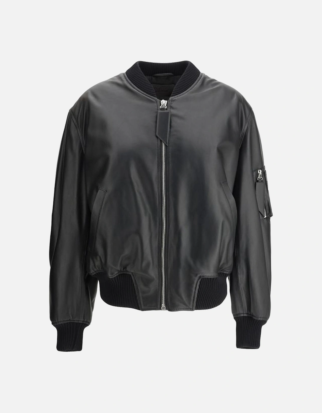 Leather Anja Bomber Jacket with Ribbed Collar Women - Black Jackets, 4 of 3