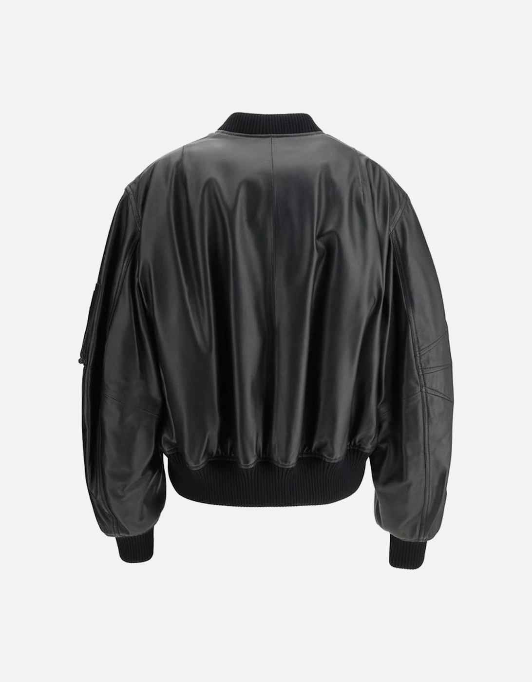 Leather Anja Bomber Jacket with Ribbed Collar Women - Black Jackets