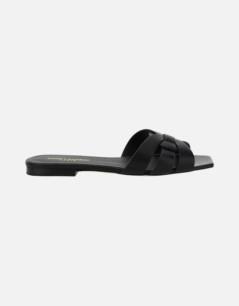 Calfskin Braided Block Heel Sandals Women - Black