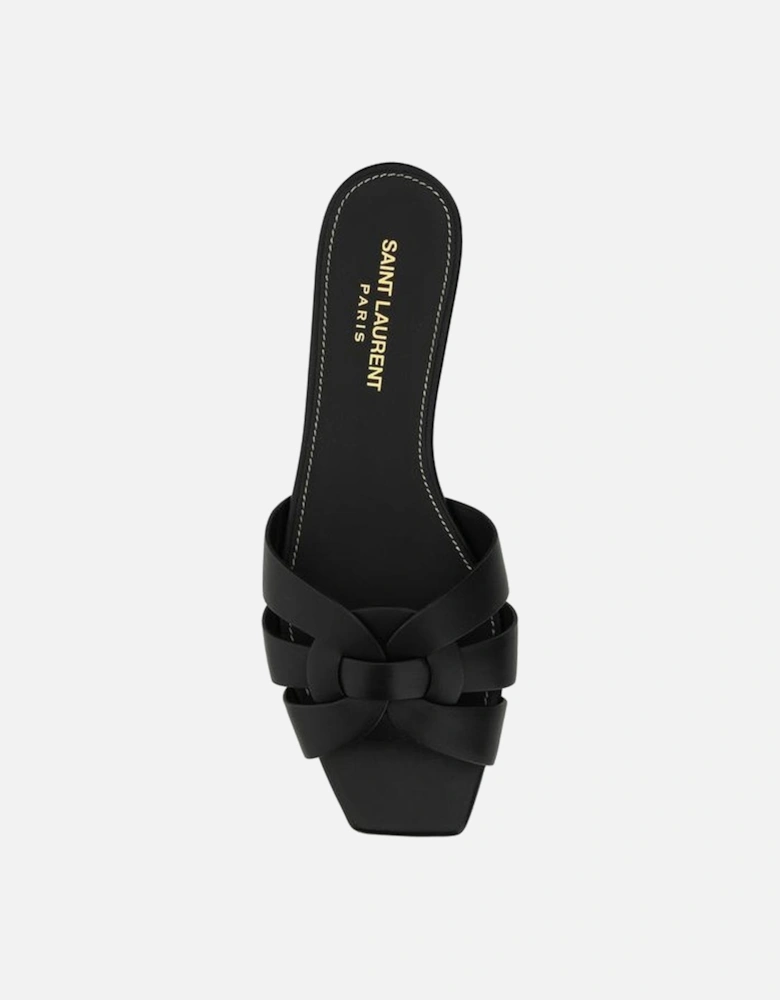 Calfskin Braided Block Heel Sandals Women - Black
