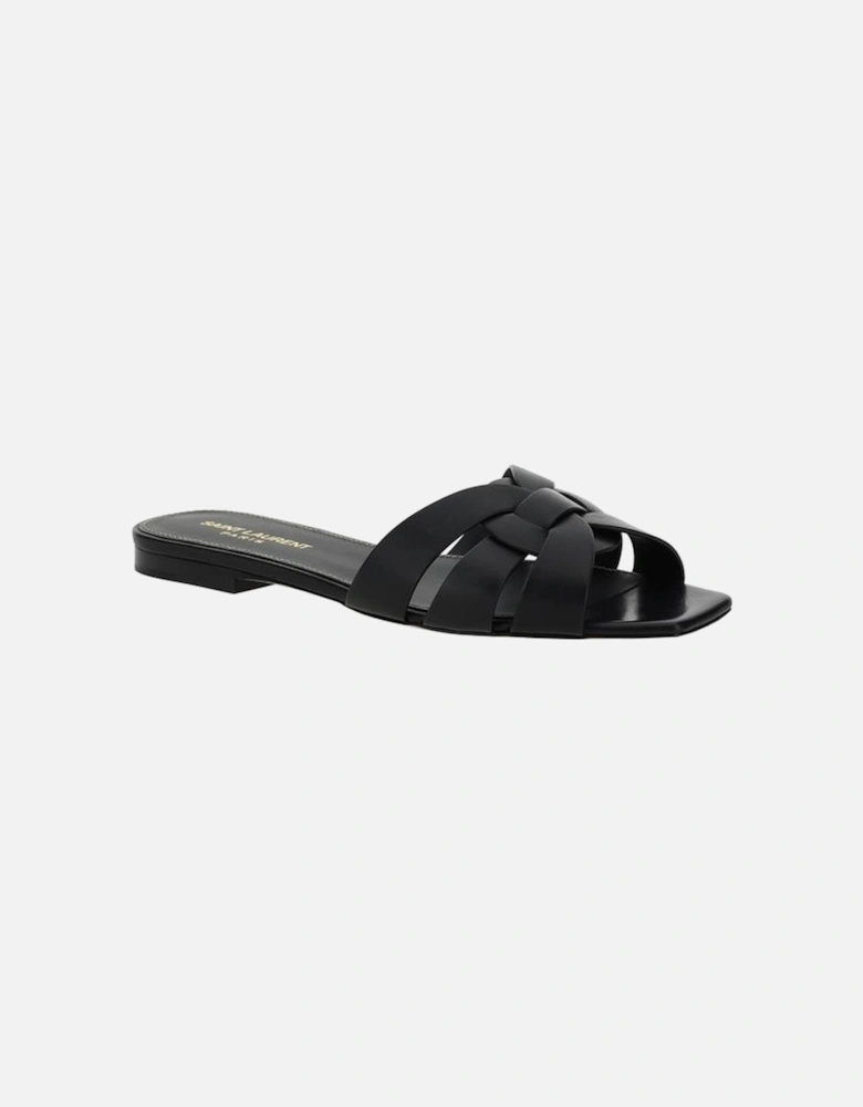 Calfskin Braided Block Heel Sandals Women - Black