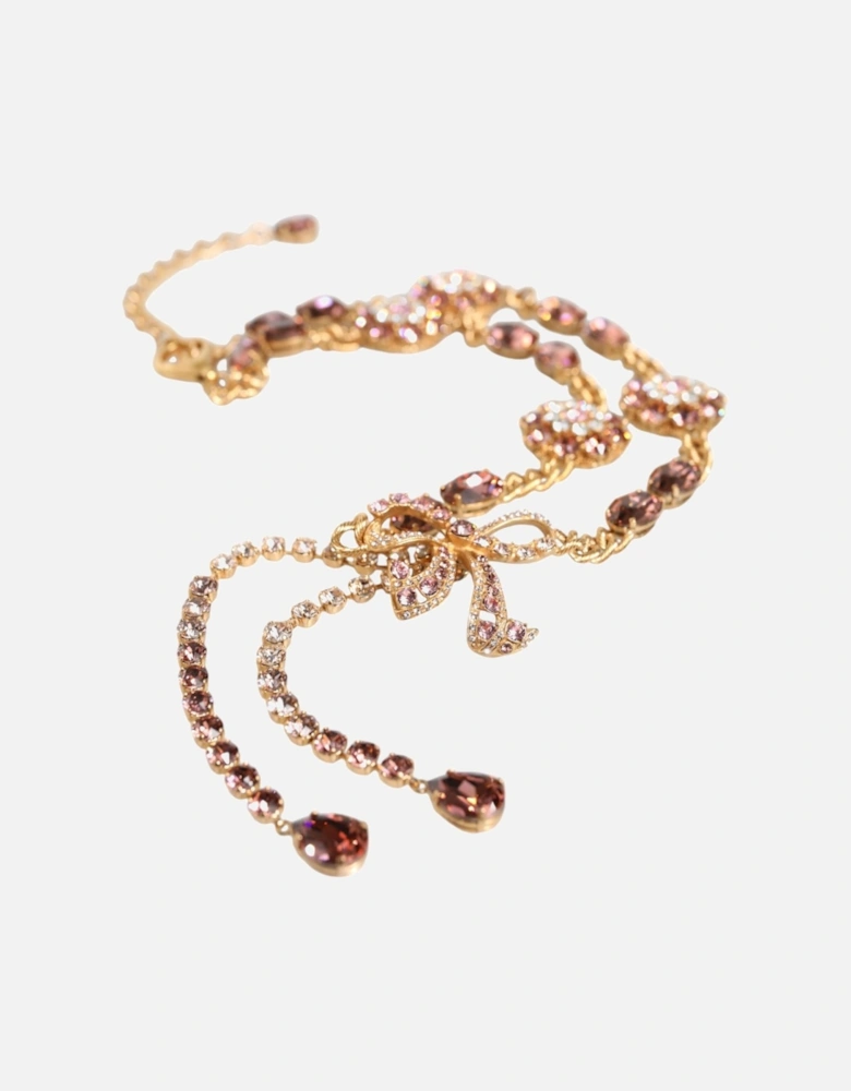 Embellished Gold Tone Chain Belt with Clasp Women