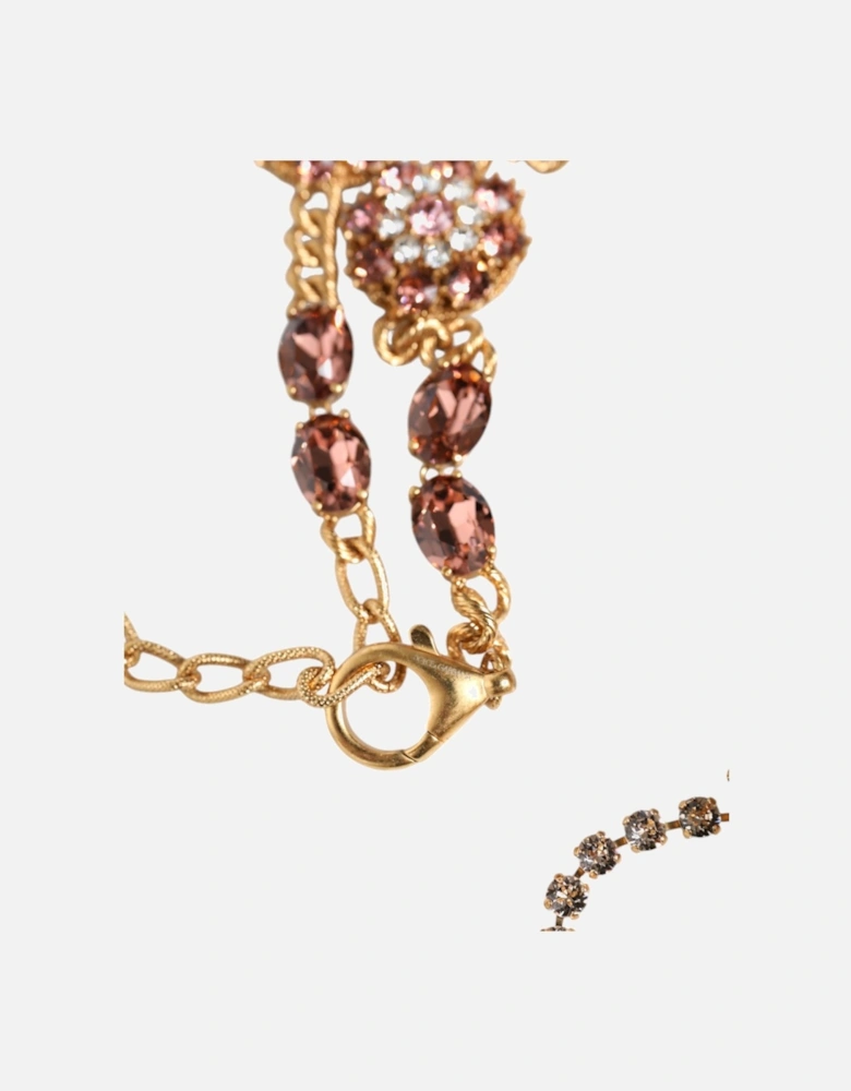 Embellished Gold Tone Chain Belt with Clasp Women