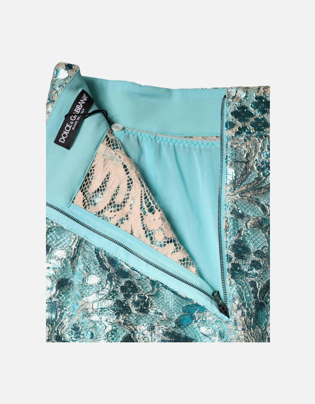 Floral Brocade High Waist Mini Skirt Women - Blue