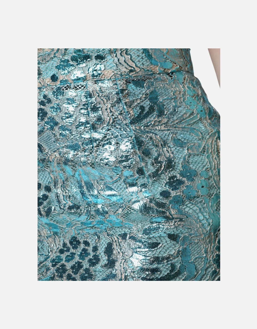 Floral Brocade High Waist Mini Skirt Women - Blue