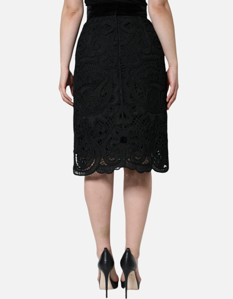 Floral High Waist Pencil Skirt with Zipper Closure Women - Black