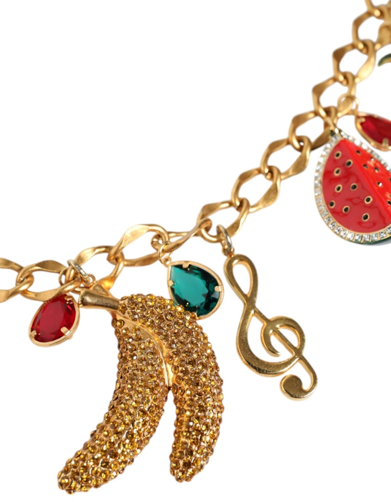 Embellished Gold Tone Chain Belt with Crystals Women