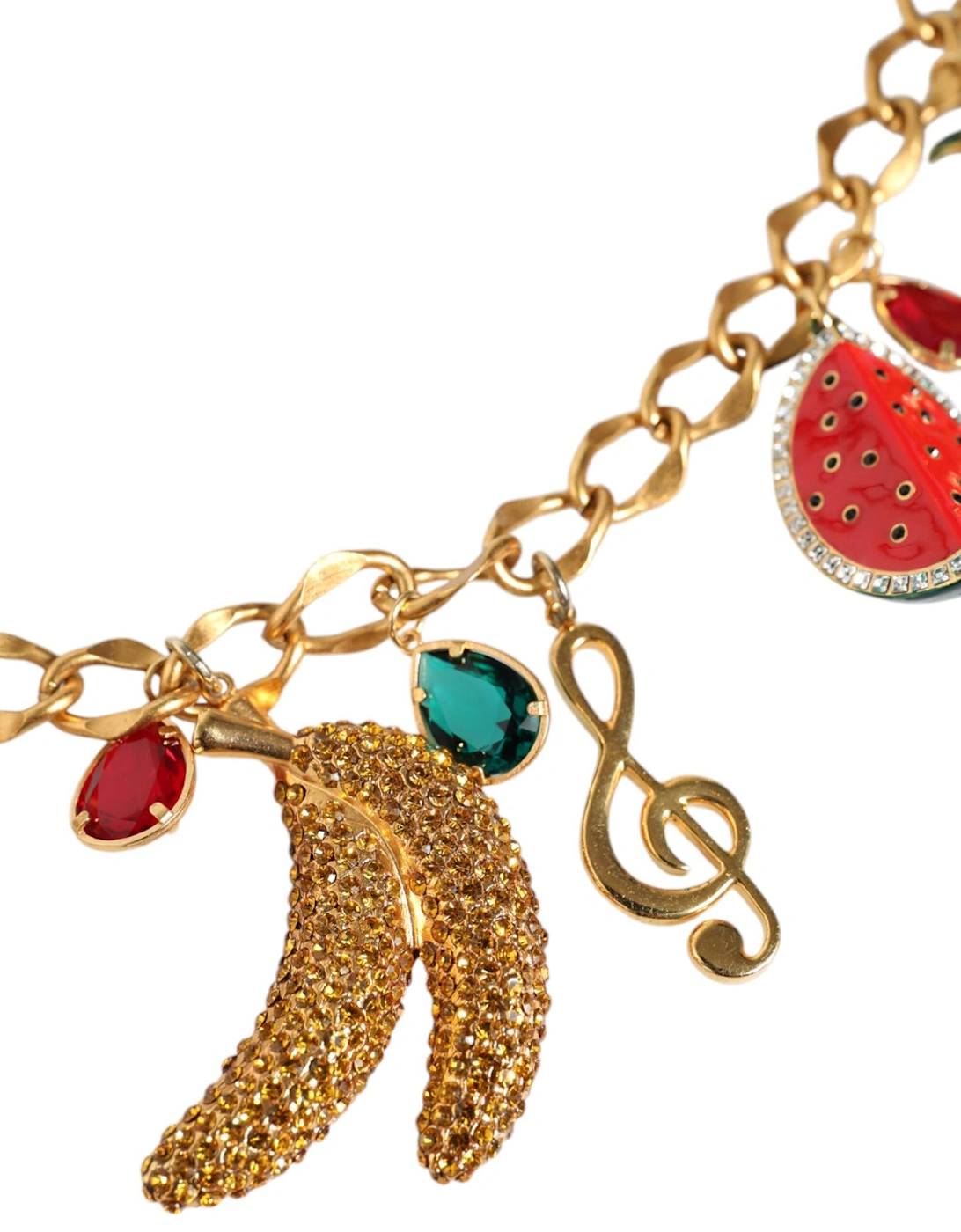 Embellished Gold Tone Chain Belt with Crystals Women