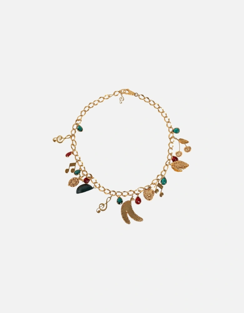 Embellished Gold Tone Chain Belt with Crystals Women