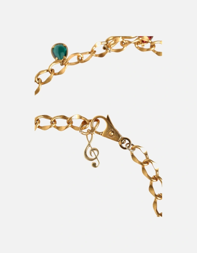 Embellished Gold Tone Chain Belt with Crystals Women