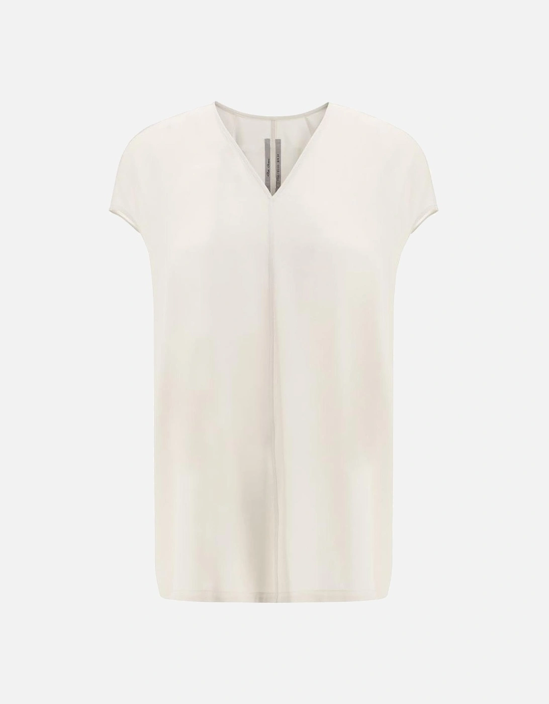 Silk V-Neck Short Sleeve Top Women - Cream T-Shirts, 4 of 3