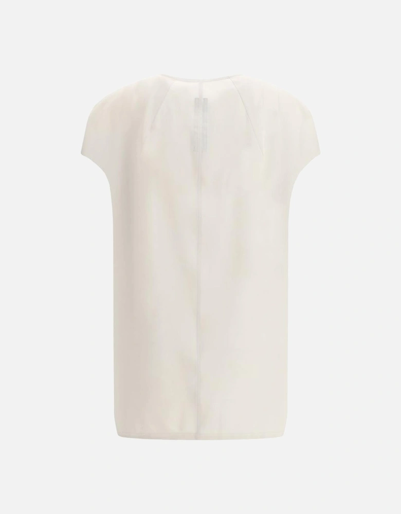Silk V-Neck Short Sleeve Top Women - Cream T-Shirts