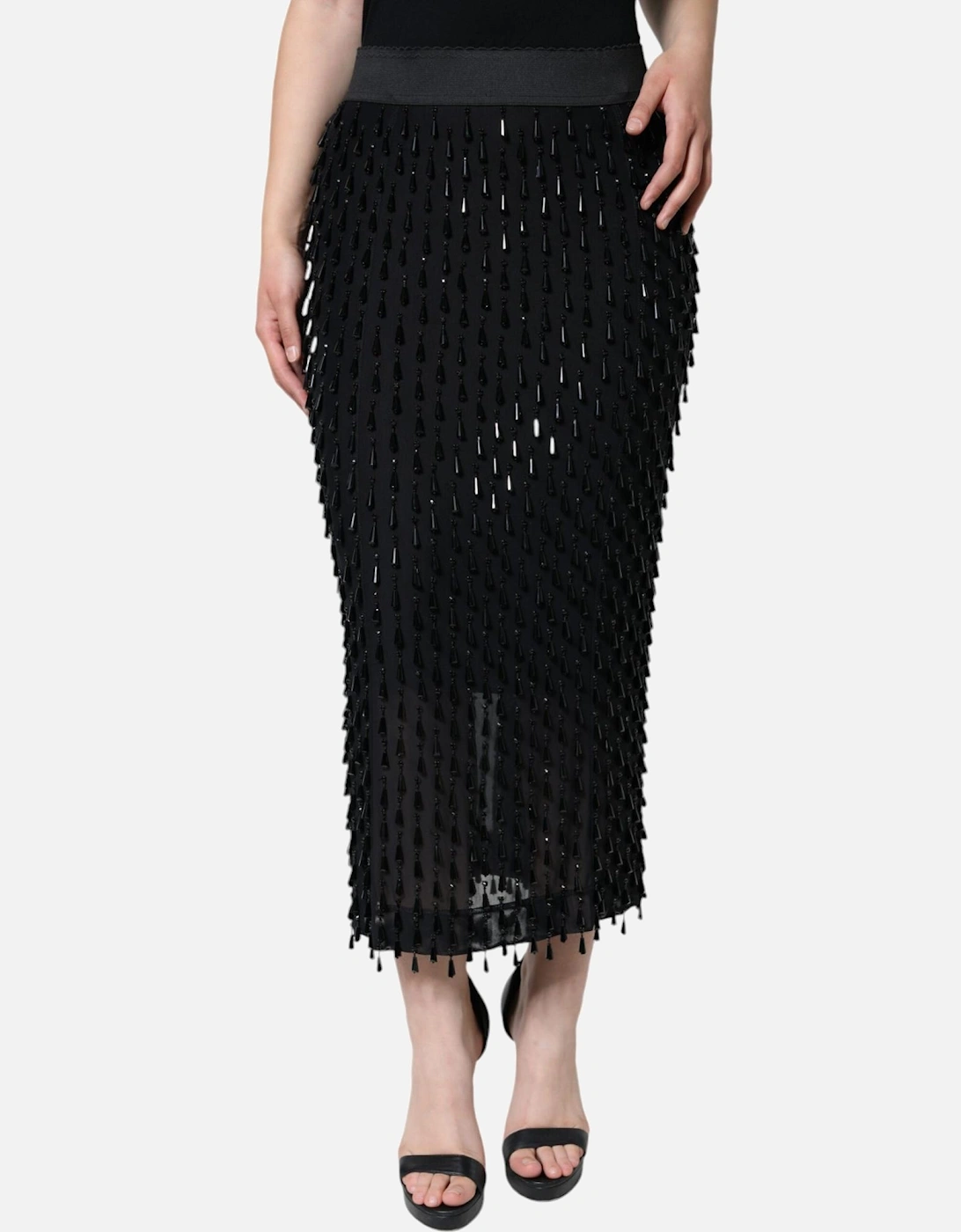 Embellished High Waist Midi Pencil Skirt Women - Black, 6 of 5