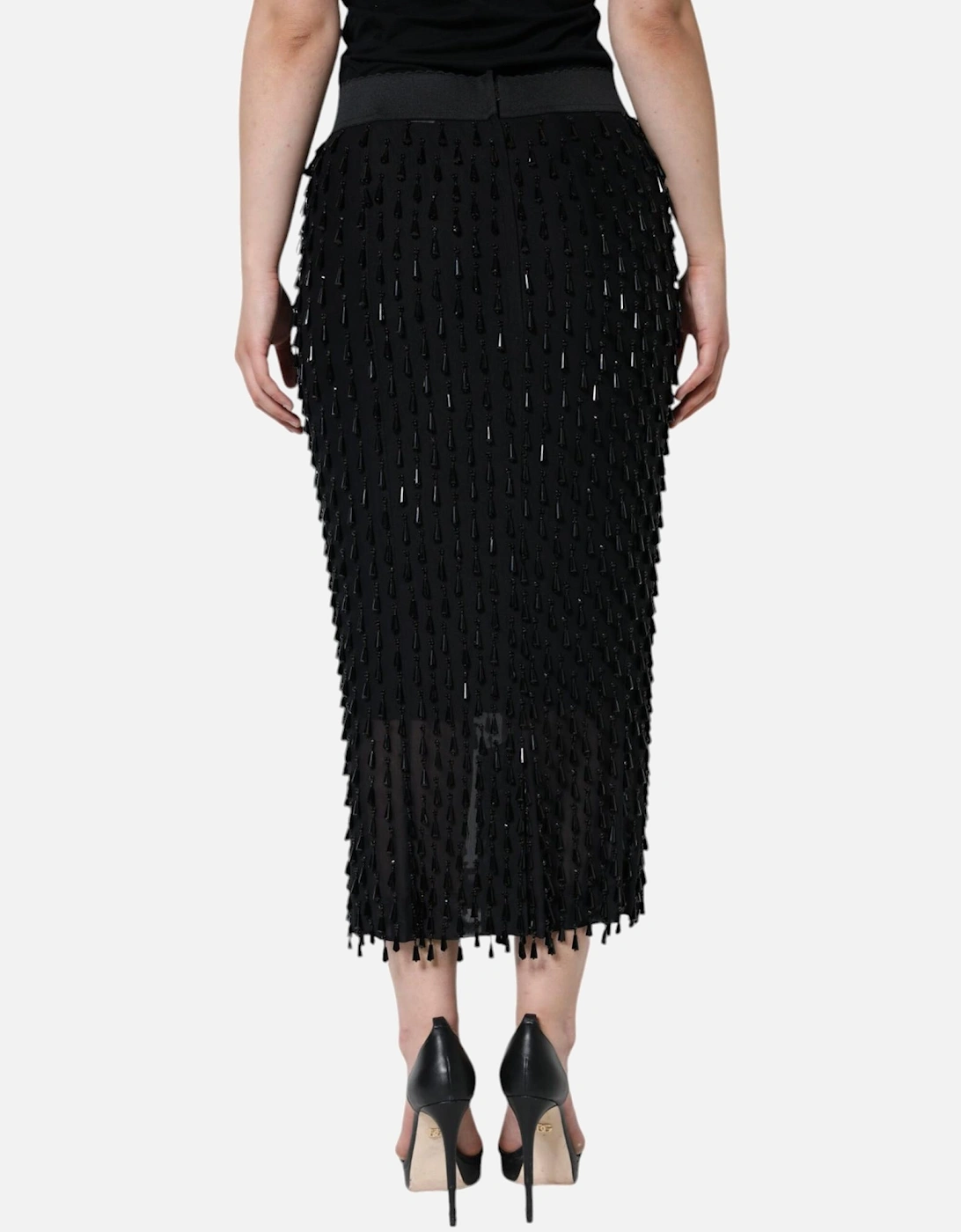 Embellished High Waist Midi Pencil Skirt Women - Black
