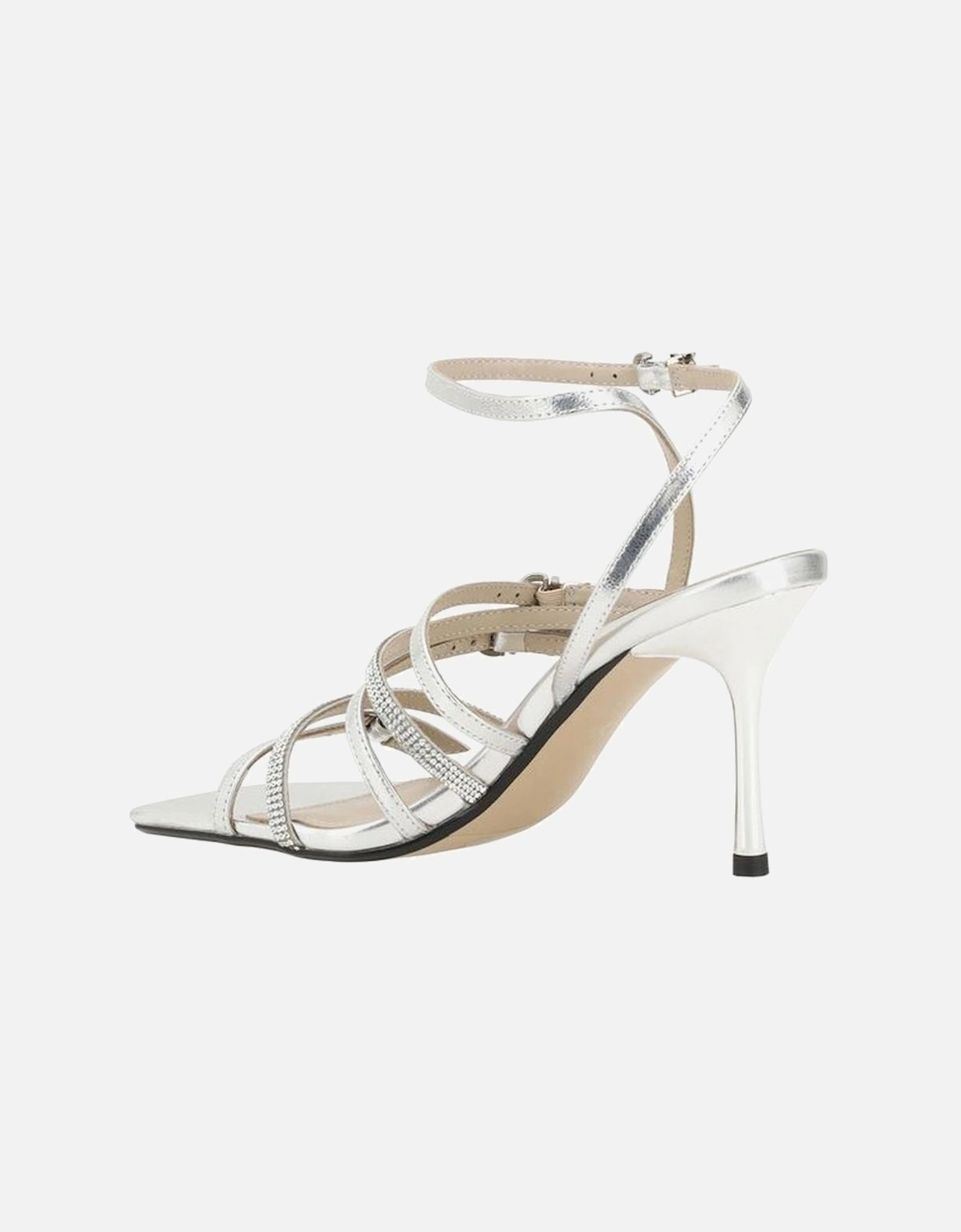 Square Toe Stiletto Heel Multi-Buckle Sandals Women - Silver