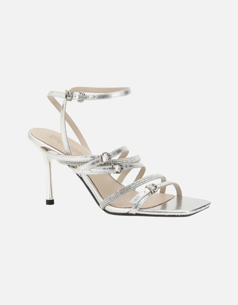 Square Toe Stiletto Heel Multi-Buckle Sandals Women - Silver