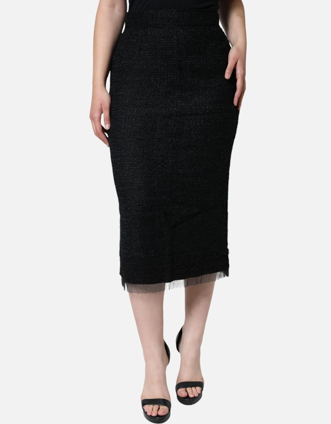 High Waist Midi Pencil Skirt with Zipper Closure Women - Black, 6 of 5