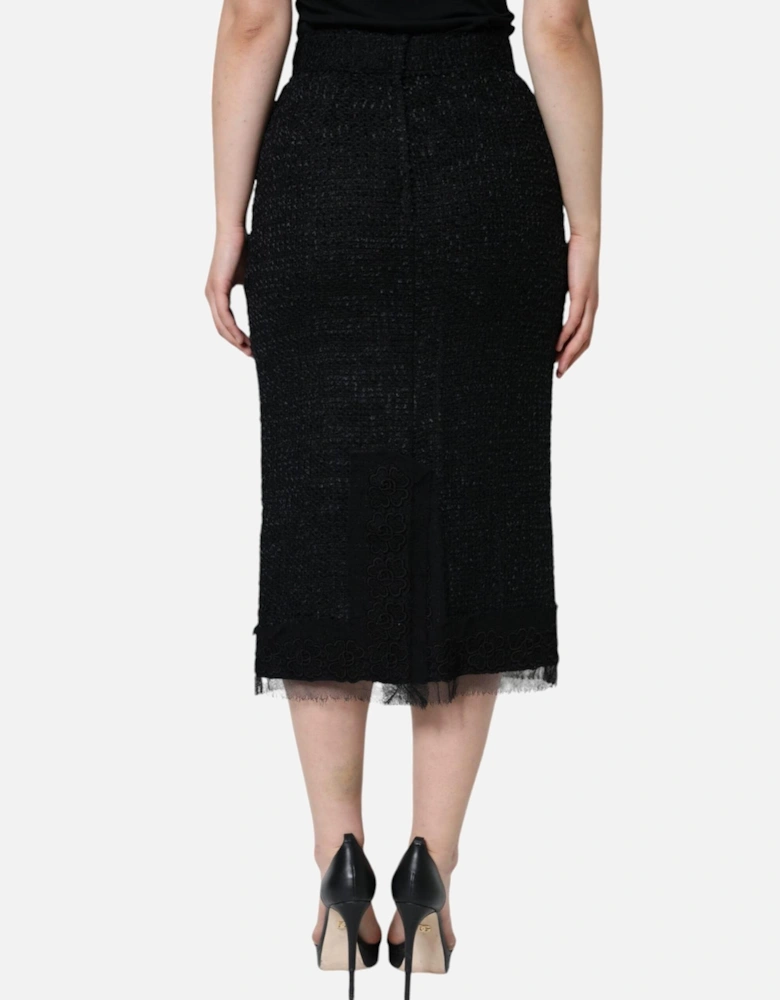 High Waist Midi Pencil Skirt with Zipper Closure Women - Black
