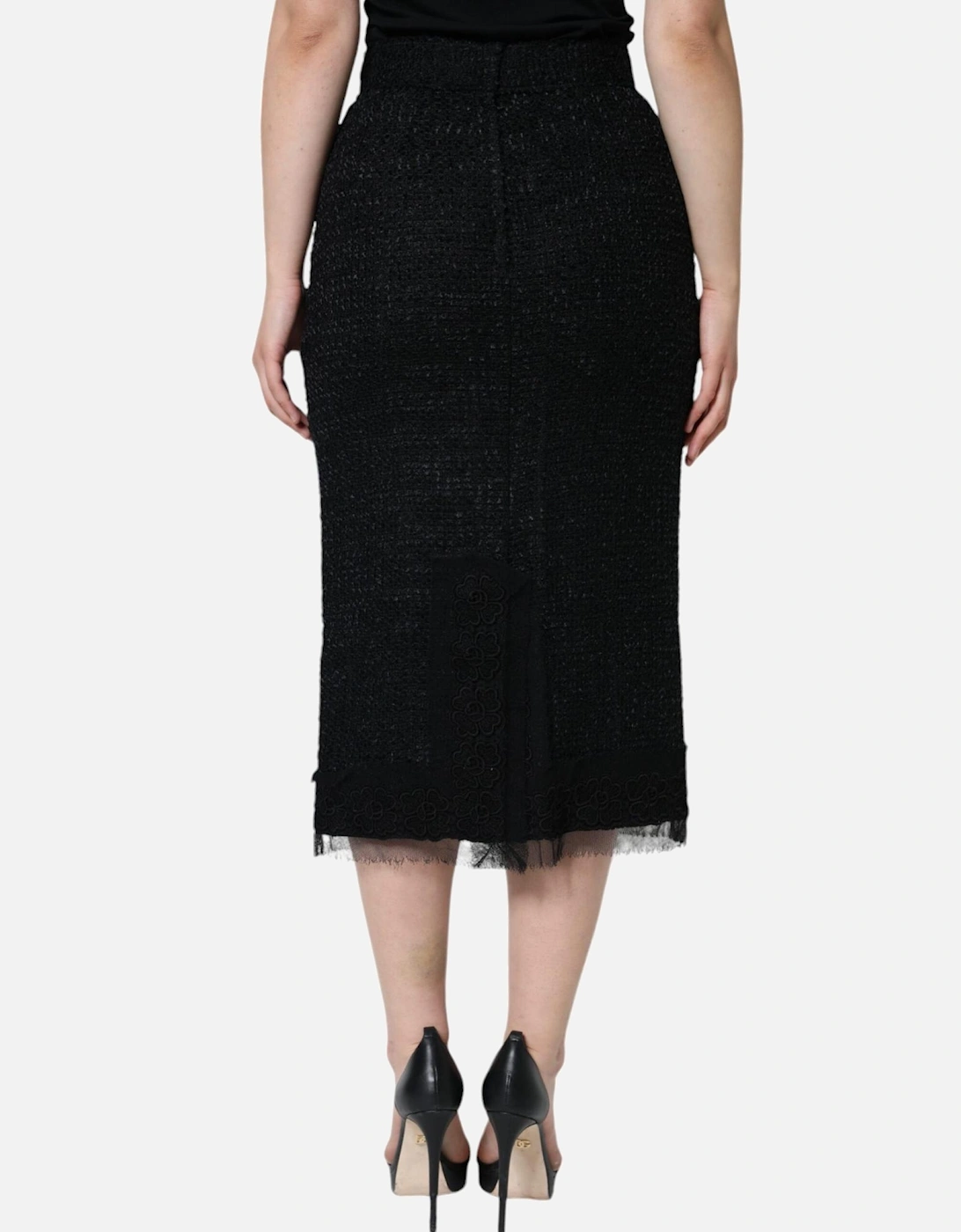 High Waist Midi Pencil Skirt with Zipper Closure Women - Black